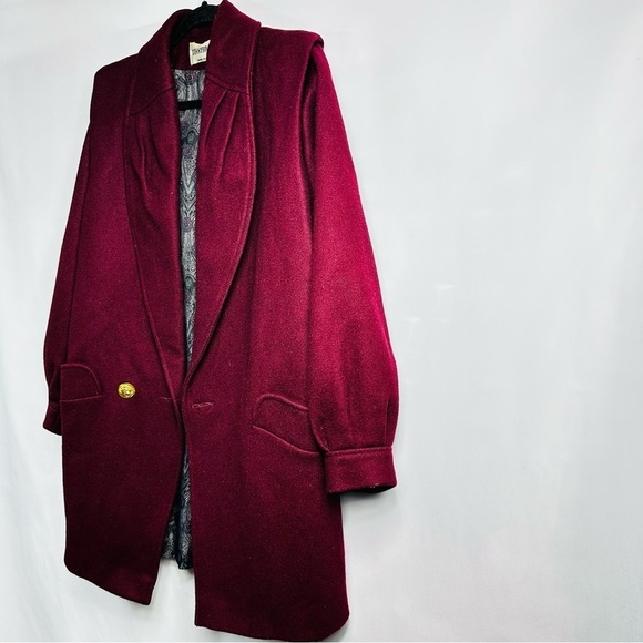 Vintage DonnyBrook 80% Wool Women’s Sz 10 Burgundy Pea Coat - Picture 3 of 12